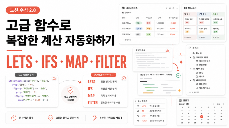 노션 수식 함수로 복잡한 계산 자동화하기 - ifs·lets·filter 실무 예시 5개