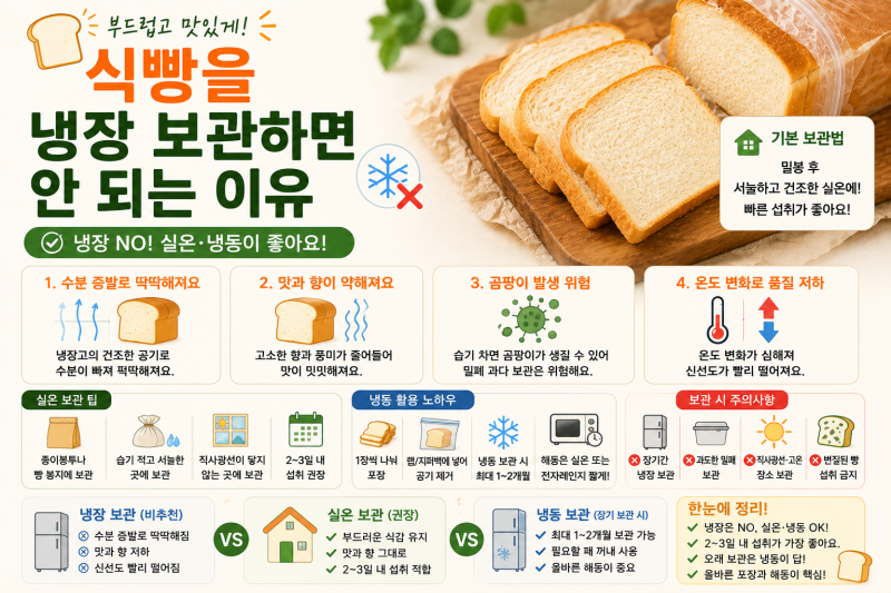 식빵을 냉장 보관하면 안 되는 이유