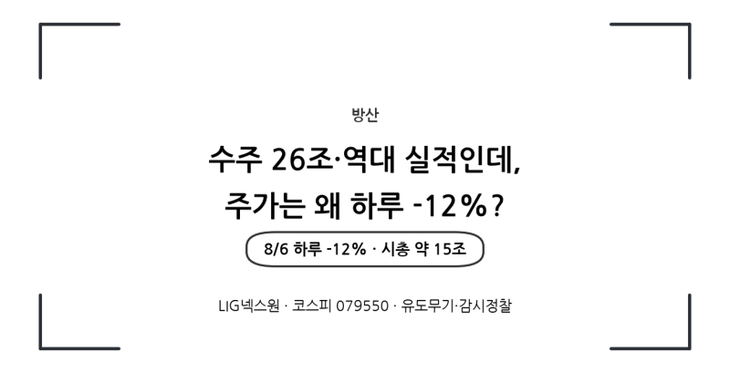 LIG디펜스앤에어로스페이스 (LIG넥스원) 기업분석｜수주 26조·역대 실적인데 왜 하루 -12% 빠졌....