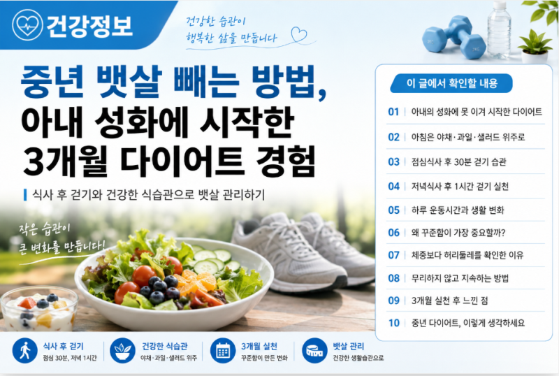 중년 뱃살 빼는 방법, 아내 성화에 시작한 3개월 다이어트 경험