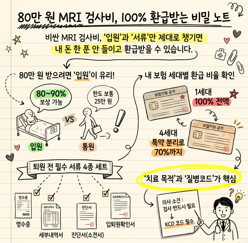 MRI 실비 보험 청구" 80만원짜리 검사받고 100% 환급을 위해 환자 본인이 챙겨야 할 필수서류 4....