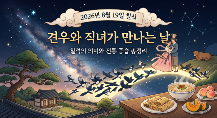 2026년 <b>칠석</b> 날짜는 언제? 8월 19일 <b>칠석</b> 뜻과 견우 직녀 이야기