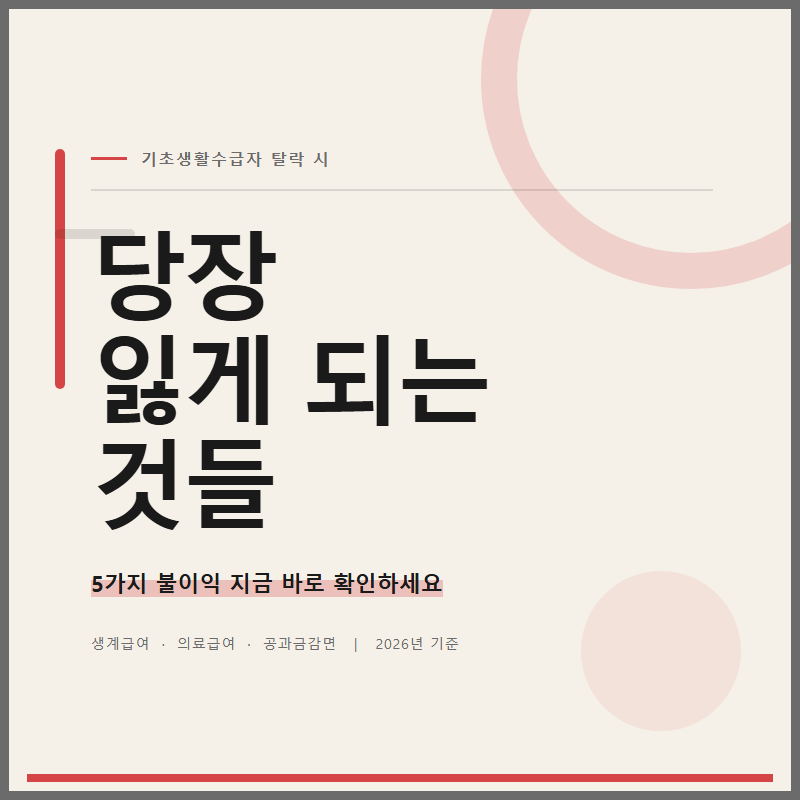 기초생활수급자 탈락하면 생기는 불이익 5가지 총정리