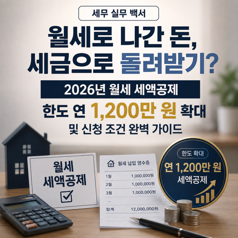 [세무 실무 백서] "월세로 나간 돈, 세금으로 돌려받기?" 2026년 월세 세액공제 한도 연 1,200만 ....