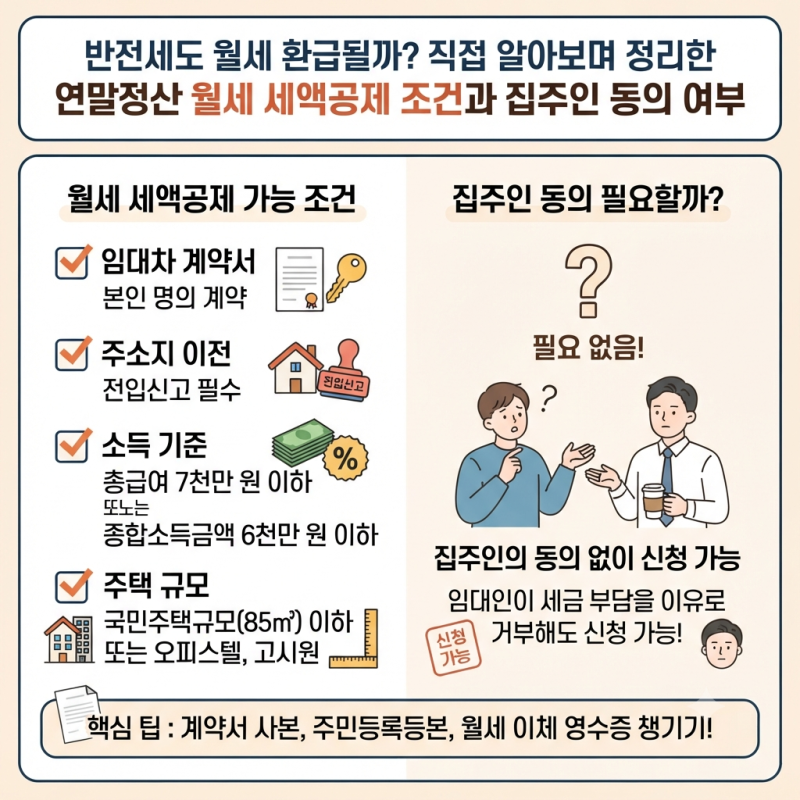 반전세도 월세 환급될까? 직접 알아보며 정리한 연말정산 월세 세액공제 조건과 집주인 동의....