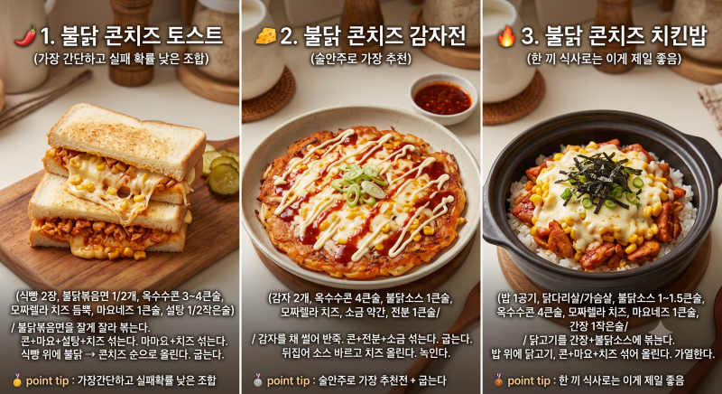폭염에는 이열치열, 불닭 콘치즈 조합 추천 레시피 Best 3