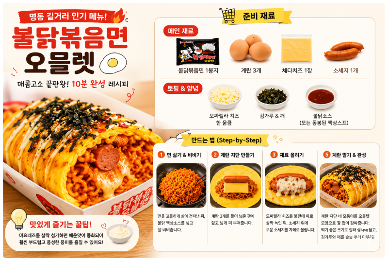불닭볶음면 이렇게 먹어봤어요?매콤한 불닭을 계란으로 돌돌~ ️
