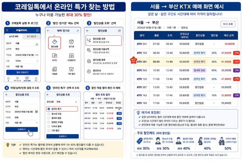 "정가 주고 타면 손해?" 대부분 모르고 지나치는 코레일 할인제도 10가지와 KTX 똑똑하게 예매....