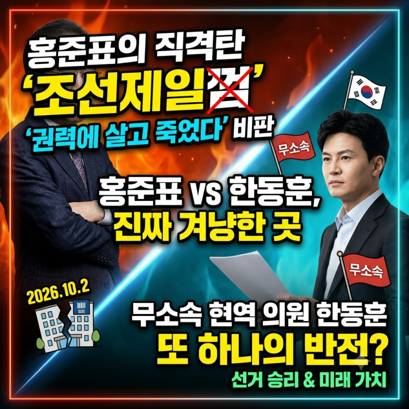 홍준표가 한동훈에 던진 ‘조선제일껌’…진짜 겨냥한 곳