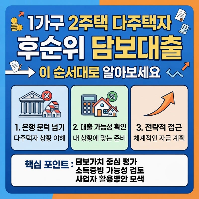 1가구 2주택 다주택자 후순위 담보대출 이 순서대로 알아보세요