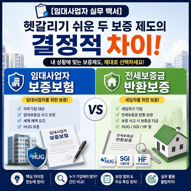 [임대사업자 실무 백서] 헷갈리기 쉬운 두 보증 제도의 결정적 차이! '임대사업자 보증보험'....