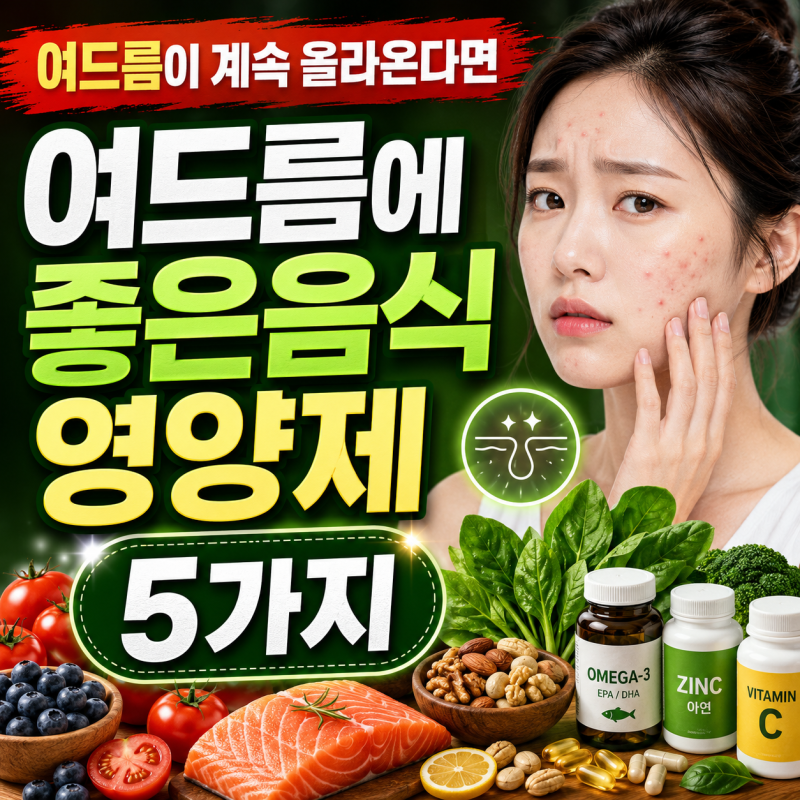 "여드름이 계속 올라온다면" 여드름에 좋은 음식 영양제 5가지