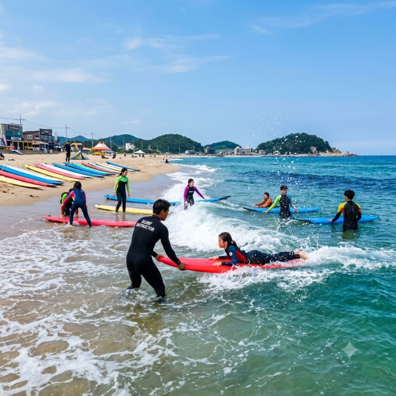 襄陽衝浪初學者課程哪裡學？竹島海邊、河趙台晚夏衝浪入門