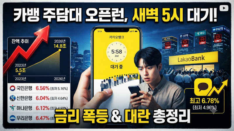 카카오뱅크 주담대 '새벽 5시 오픈런' 대기 사태와 은행권 대출 금리 총정리