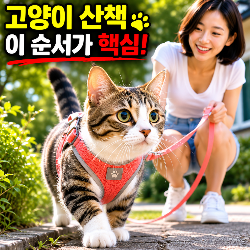 고양이산책 성공하고 싶다면? 고양이 목줄 하네스 산책줄 적응 훈련 방법