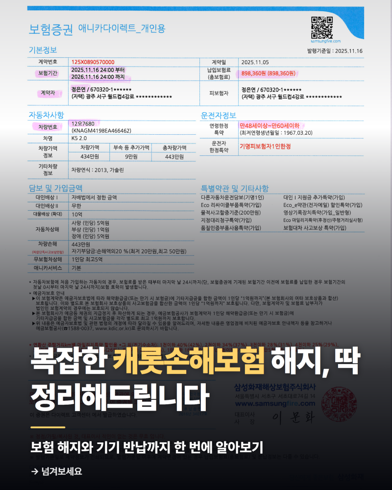 캐롯손해보험 해지 방법│캐롯플러그 반납부터 환급금 조회까지