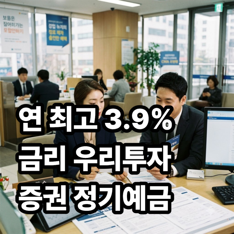 "증권사 CMA 통장에 이런 혜택이?" 연 최고 3.9% 금리 우리투자증권 정기예금 목돈 굴리기 끝판....