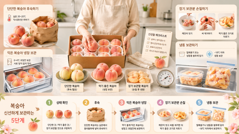 복숭아 이렇게 해야 한 달간 신선하게 보관 가능합니다, 무르지 않는 보관법