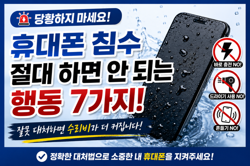 휴대폰 침수됐을 때 절대 하면 안 되는 행동 7가지! 잘못 대처하면 수리비가 더 커질 수 있습....