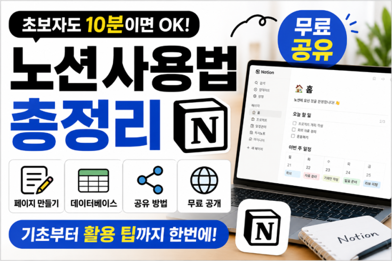 노션사용법 총정리｜초보자 페이지 만들기부터 무료 공유까지