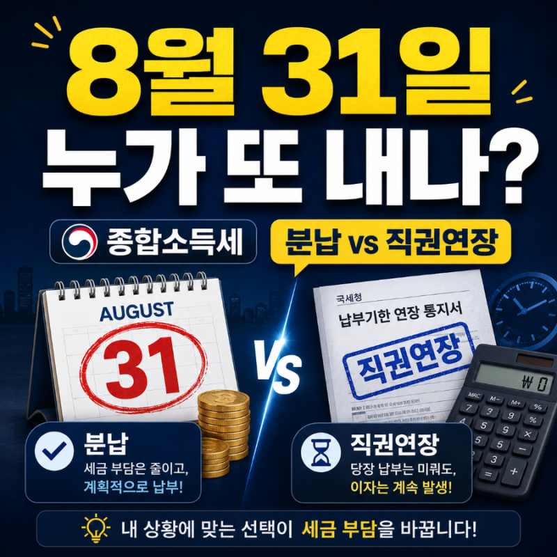 종합소득세 8월 31일 납부 대상은 누구? 성실신고 분납·직권연장 차이