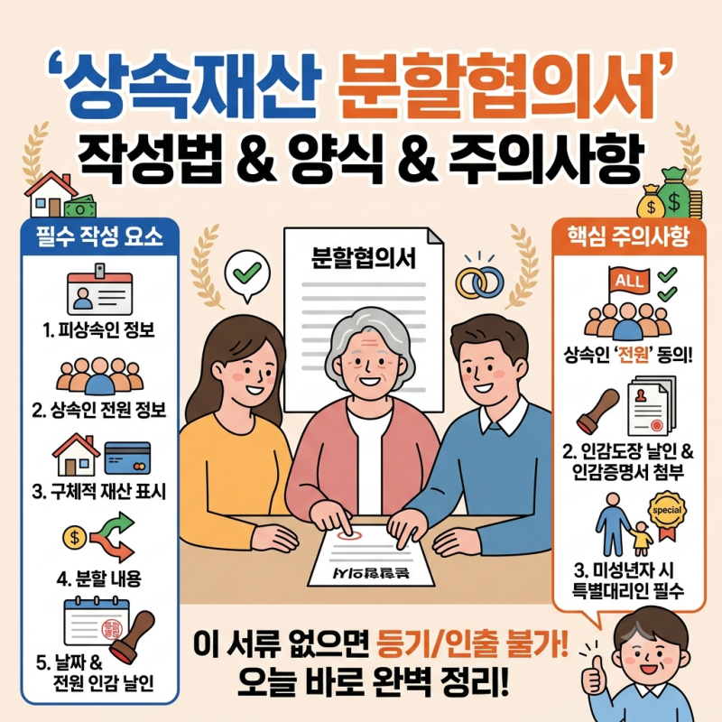 상속재산 분할협의서 작성법 및 양식 작성 시 필수 주의사항