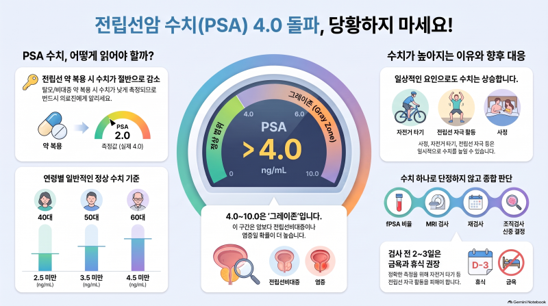 PSA 수치 해석 — 4.0 넘으면 전립선암일까?