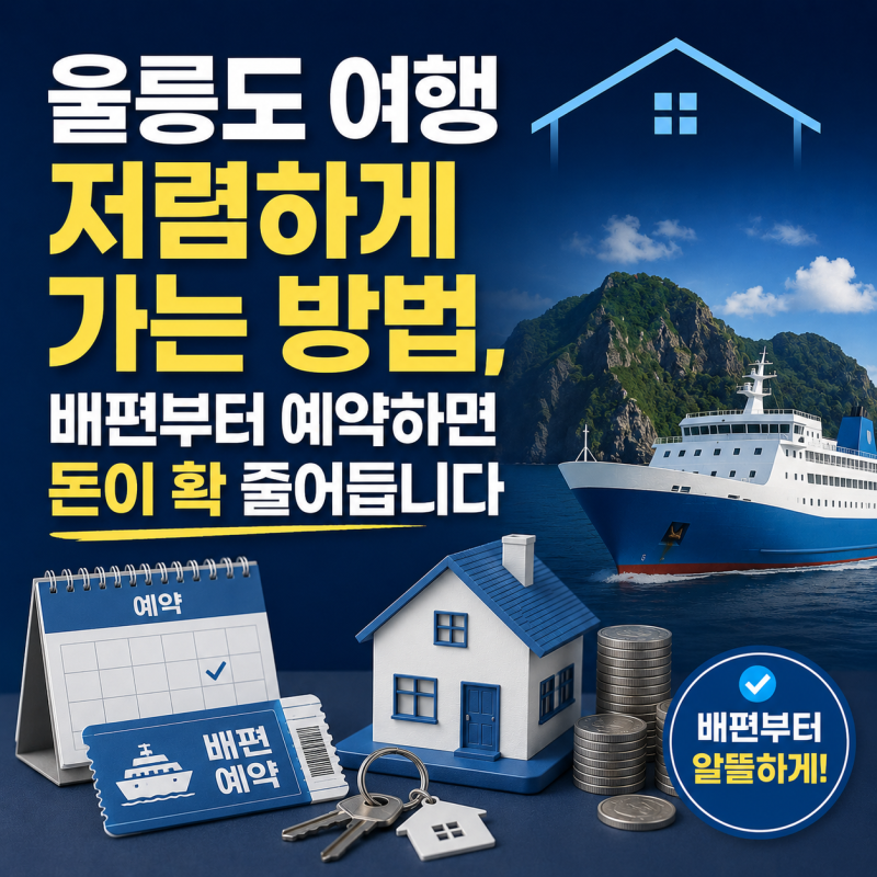 울릉도 여행 저렴하게 가는 방법, 배편부터 예약하면 돈이 확 줄어듭니다