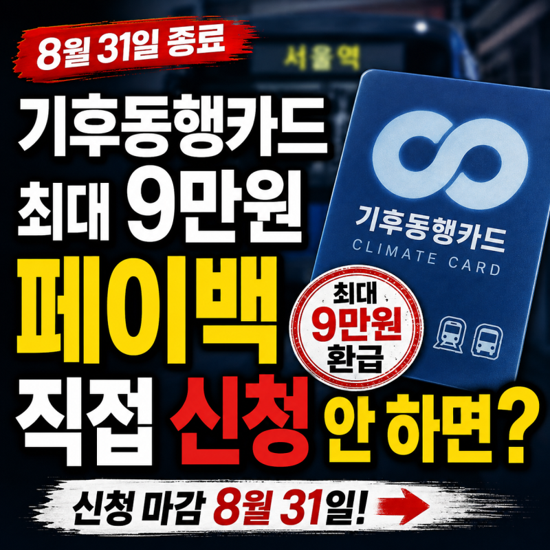[기후동행카드] 8월 31일 공식 종료, 최대 9만원 페이백을 직접 신청하지 않으면 소멸하는 까....