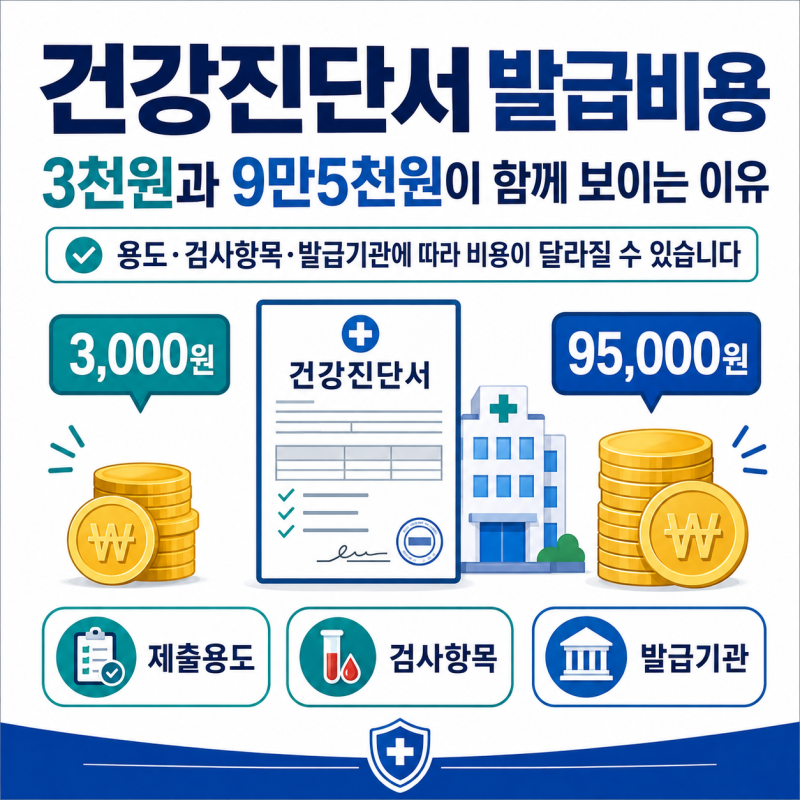 건강진단서 발급비용 3천원과 9만5천원이 함께 보이는 이유｜보건소·병원보다 제출 목적이 ....