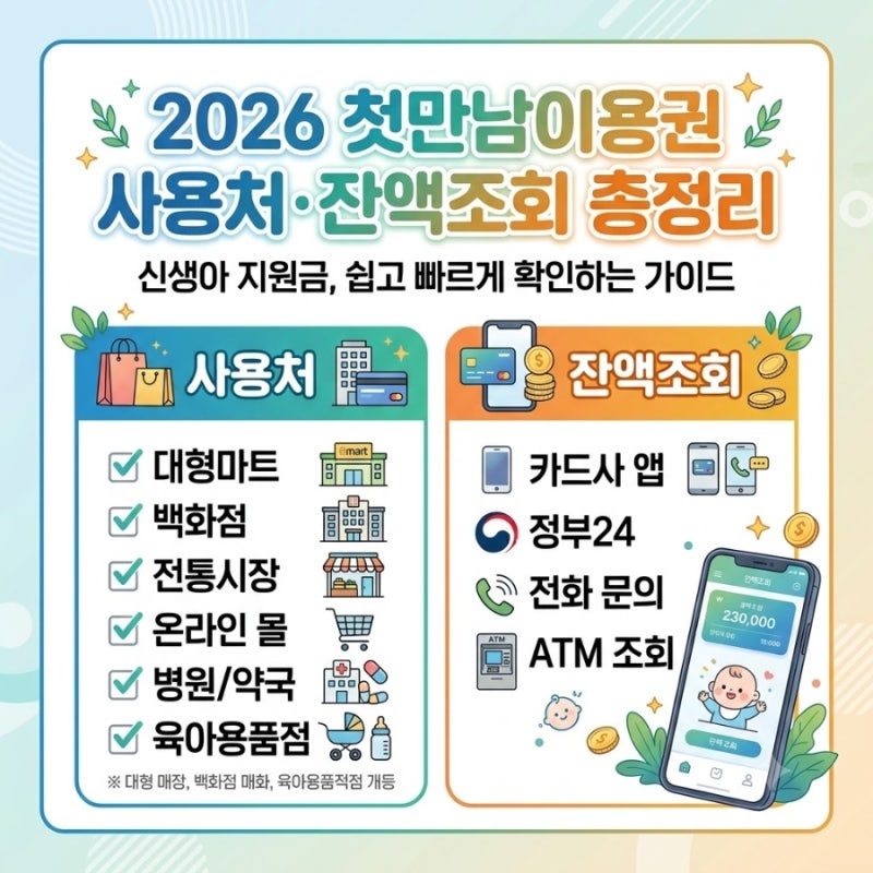 2026 첫만남이용권 사용처·잔액조회 총정리