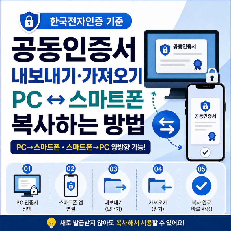 공동인증서 내보내기 가져오기, PC 스마트폰 복사하는 방법