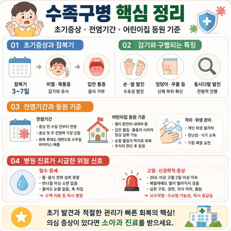 수족구 초기증상부터 전염기간, 어린이집 등원 기준까지 완벽 정리