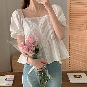 스퀘어넥 반팔 블라우스 bs7638 직접 써본 솔직 사용기