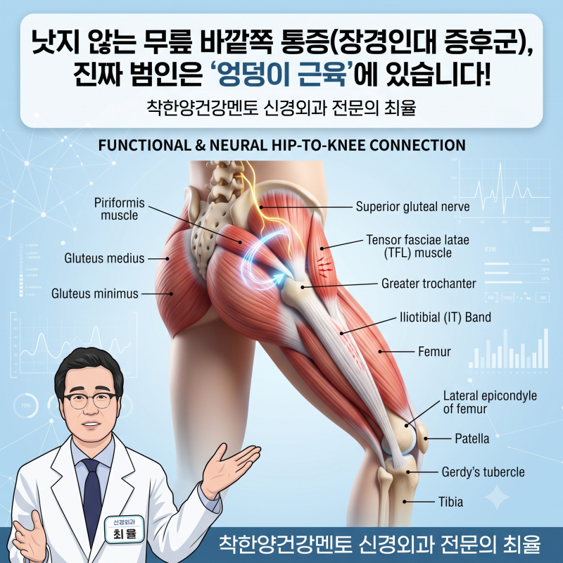 낫지 않는 무릎 바깥쪽 통증(장경인대 증후군), 진짜 범인은 '엉덩이 근육'에 있습니다!