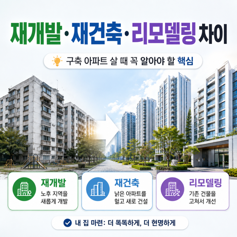 구축 아파트 살 때 꼭 알아야 할 재건축·재개발·리모델링 차이