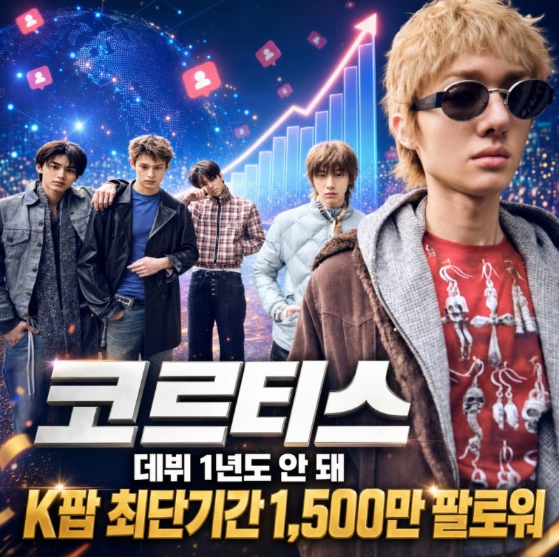 코르티스, 데뷔 1년도 안 됐는데… K팝 역대 최단기간 1500만 팔로워