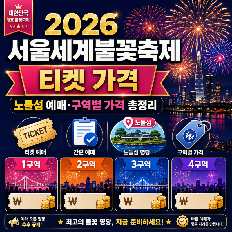 2026 서울세계불꽃축제 티켓 가격, 노들섬 예매·구역별 가격 총정리