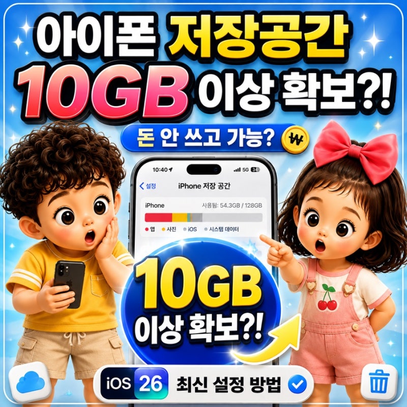아이폰 저장공간 늘리기, 돈 안 쓰고 10GB 이상 확보하는 방법 iOS 26