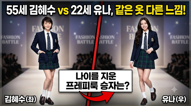 55세 김혜수 vs 22세 유나 같은 옷 다른 느낌! 나이를 지운 프레피룩 승자는?