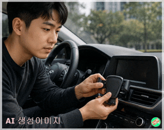 다이소 자동차 거치대 스마트폰 송풍구 중력식 만족 차량 용품 후기 가성비 추천 품번 1017225