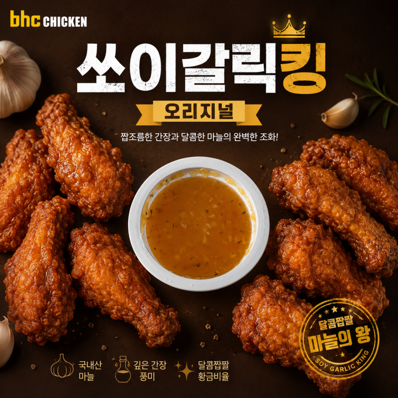 BHC 쏘이갈릭킹 오리지널 신메뉴 바삭함과 알싸하고 달달한 스윗 갈릭 소스의 조합