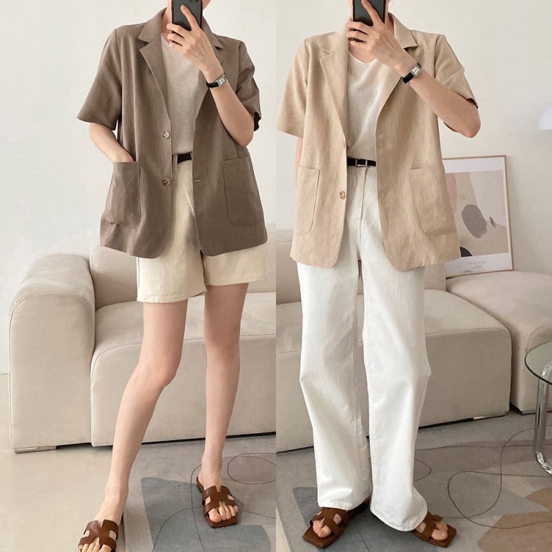 린넨 테일러드 카라 정장 여성 여름 반팔 자켓 구매 전 체크리스트