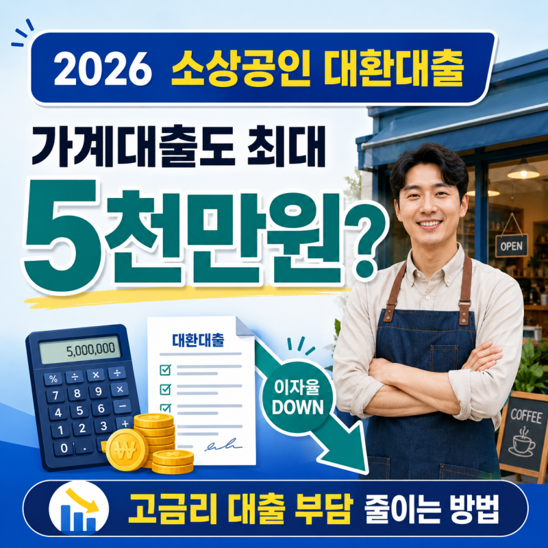 2026 소상공인 대환대출 5천만원까지! 고금리 가계대출도 갈아탈 수 있을까?