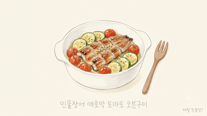 민물장어 애호박 토마토 오븐구이, 추가 기름을 줄인 여름 한 끼
