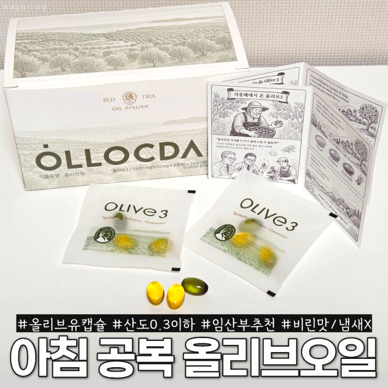 아침 공복 올리브오일 효능 올록담 올리브3 임산부 올리브유로