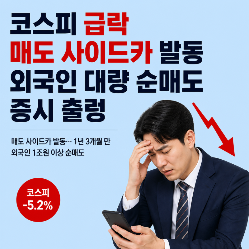 코스피 급락과 매도 사이드카 발동, 외국인 대량 순매도에 증시 출렁