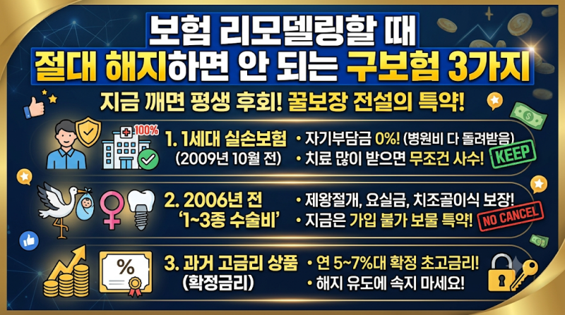 보험 리모델링할 때 절대 해지하면 안 되는 구보험 3가지