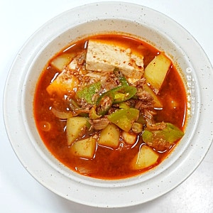 애호박 참치고추장찌개 레시피 자취요리 두부 감자 고추장찌개 만드는법
