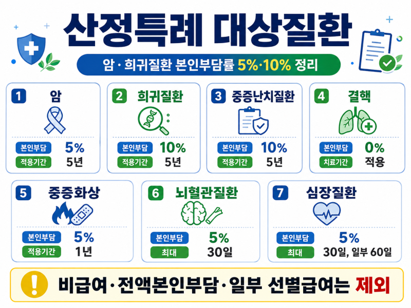 산정특례 대상질환｜암 병원비 5%만 내는 조건과 5년 후 재등록 방법
